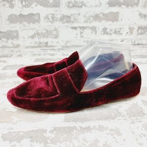 Zara Burgundy Velvet Loafers